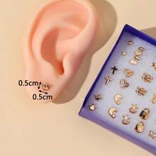 18pairs/Set Random Mini Plastic Ear Studs Set - Gold - View 8