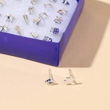 18pairs/Set Random Mini Plastic Ear Studs Set - Gold - View 9