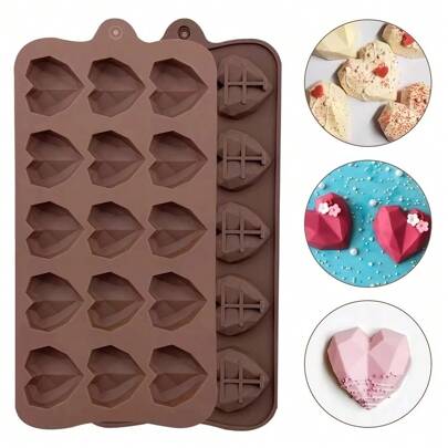 15-Grid 3D Silicone Heart Mold