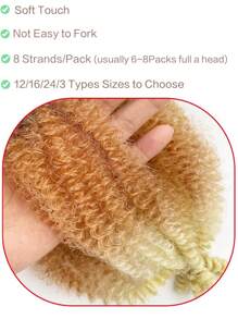 Springy Afro Twist Hair, Ombre Marley Twist Braiding Hair, Marley Hair For Soft Locs Synthetic Crochet Braids Hair Extension For Women(1B/27/613) - Multicolor - View 7