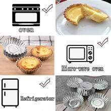 20 Egg Tart Mould, 2.55 Inches (6.5 Centimeters) Tray, Mini Tart Cans, Mini Tart Aluminum Plate Used For Baking, Convenient And Practical