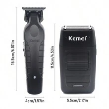 2入組專業男士t型刀片充電式無線理髮器套裝,可充電修鬍子理髮器,適用於家用和專業理髮店使用 - 黑色 - 查看 8