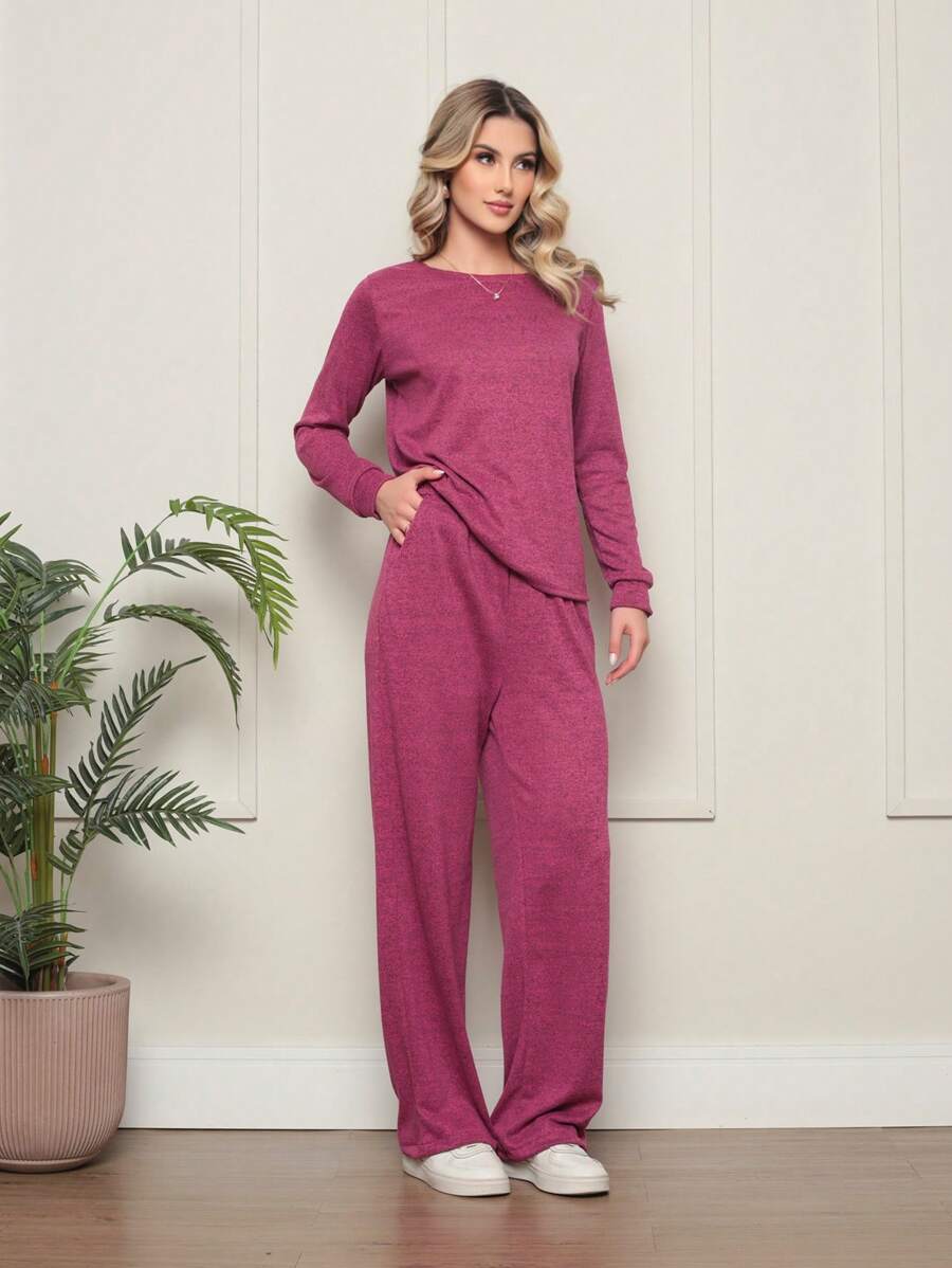 Women Two-Piece Outfits - Rose Red - View 1