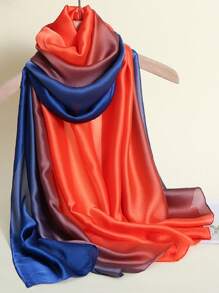 1pc New Silk Satin Ombre Hand-Painted Shawl Scarf - Multicolor - View 1