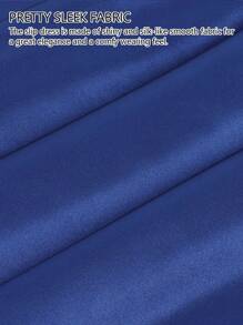 Women Plain Satin Nightgowns Long Sleeveless Night Gowns Silk Chemise Lingerie Slip Night Midi Dress Ladies Sleep Shirt Sleepwear For Bridal Party - Màu xanh lam - Xem 8