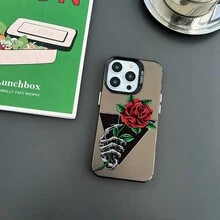 1 Miếng Mờ Chống trượt Chống giọt bắn Ốp lưng & bao da điện thoại Với Họa tiết Hoa hồng Tương thích với iPhone - đen[0] - Xem 6