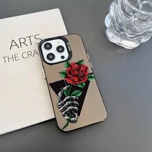 1 Miếng Mờ Chống trượt Chống giọt bắn Ốp lưng & bao da điện thoại Với Họa tiết Hoa hồng Tương thích với iPhone - đen[0] - Xem 9