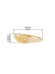 1 Miếng Mạ vàng 925 sterling bạc Cây Thiết kế lá Nhẫn , Của phụ nữ Mặc hàng ngày Đồ trang sức - Vàng - Xem 3