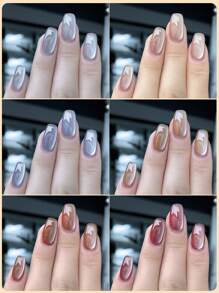 Diy美甲裝飾粉,包括陶瓷白、貓眼、鏡面、水晶、亮片、流沙等多種效果,適用於萬用 - 灰色 - 查看 2