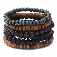 6 Piezas Pulsera De Cuentas De Madera Para Hombres - 6 piezas - Ver 7