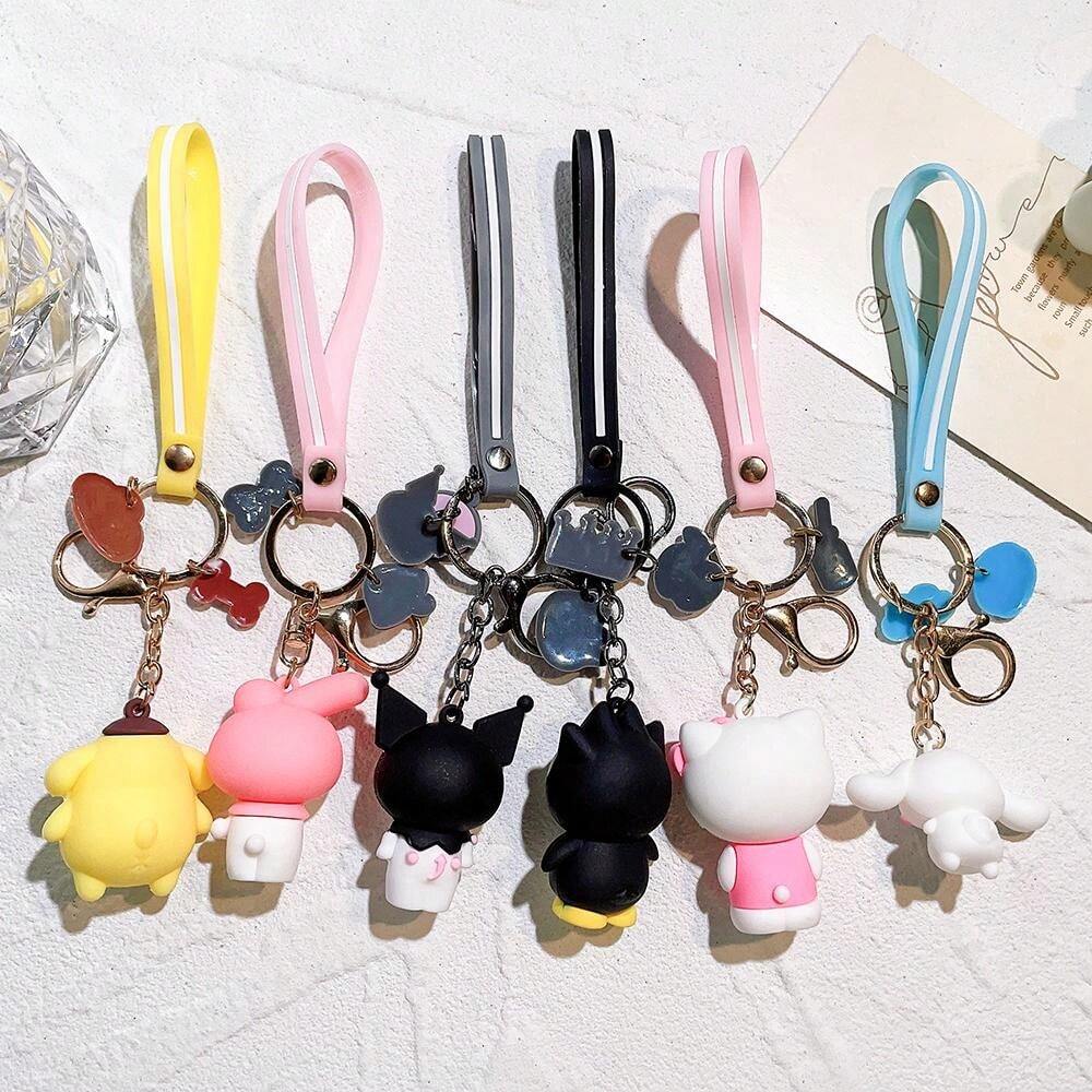 Kawaii Keychain Cute Keyring Girls Anime Pompom Purin Pendant Keychains ...