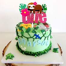LaVenty Pink Sloth Birthday Cake Topper Sloth First Birthday Cake Topper For Girl Sloth One Cake Topper Sloth Wild One Cake Topper Sloth First Birthday Party Supplies - Multicolor - View 8