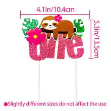 LaVenty Pink Sloth Birthday Cake Topper Sloth First Birthday Cake Topper For Girl Sloth One Cake Topper Sloth Wild One Cake Topper Sloth First Birthday Party Supplies - Multicolor - View 2