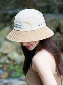 1 chiếc mũ xô chống nắng ngoài trời có vành rộng, chống thấm nước và thoáng khí, nhanh khô, thích hợp cho mùa xuân/hè/thu - A - Xem 1