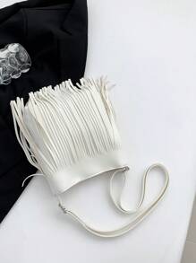 Comercio Internacional Bolso De Mujer De Gran Capacidad Con Flecos, Versión Coreana De La Bolsa De Hombro Minimalista Y Popular Para Mujeres, Bolso Cruzado