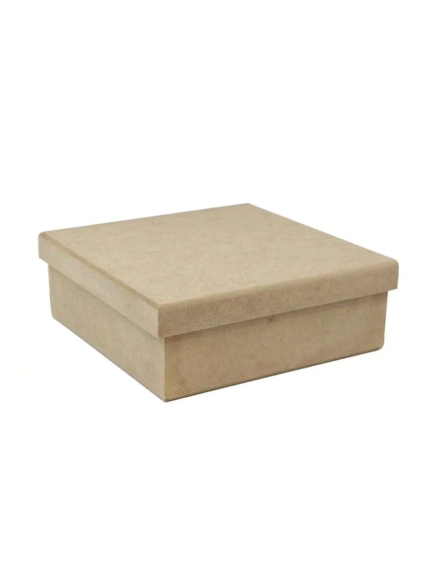 Shopping do MDF Caixa Lisa Tampa Sapato 16x16x6 Mdf Cru - Bege - Visão 1
