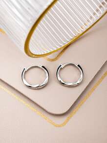 2 Pièces Boucles D'oreilles En Cercle Acrylique Noir Simple Et Élégant Pour Femme