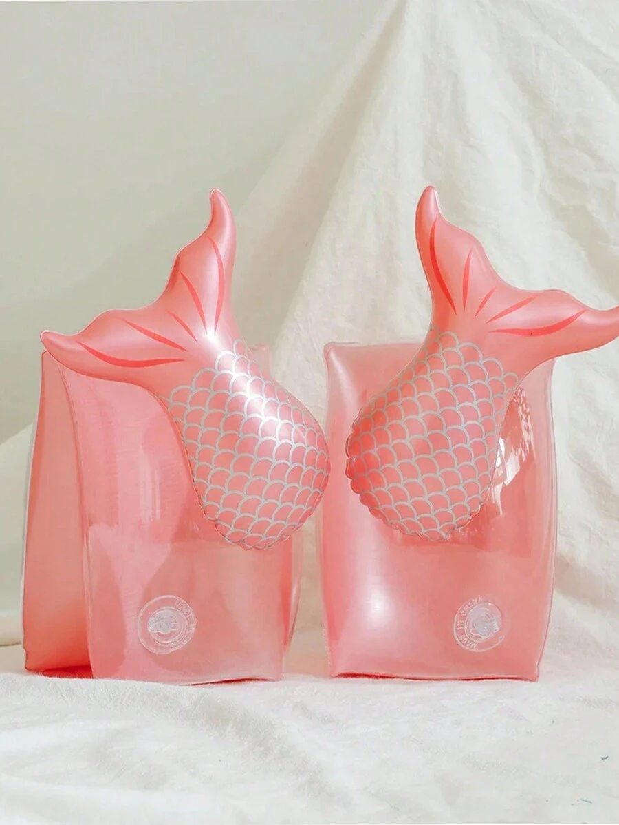 2件套儿童充气卡通美人鱼贝壳游泳臂圈浮圈 - 彩色 - 查看 1