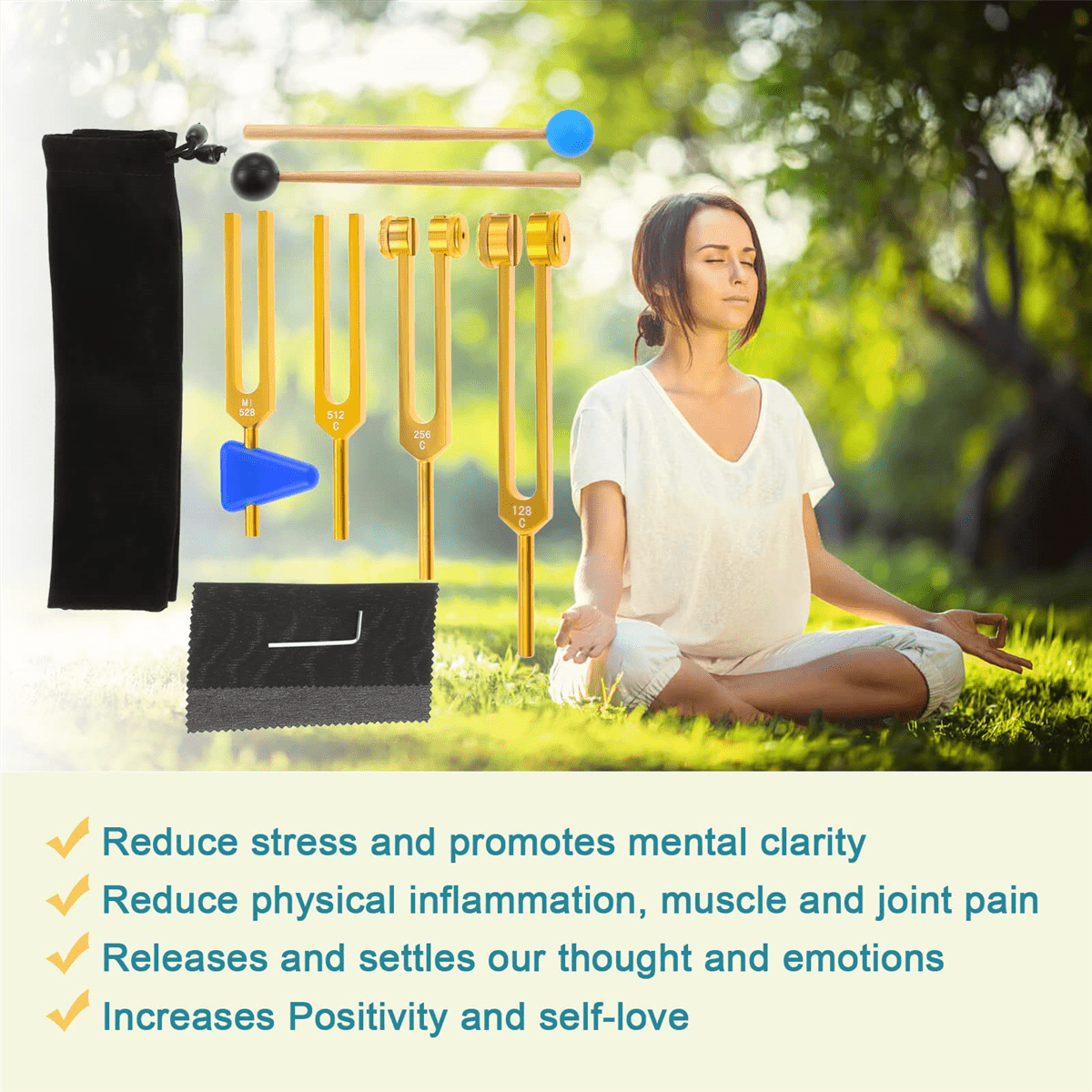 Tuning Fork 128Hz 256Hz 512Hz 528Hz Set For Sound Healing, Musical ...