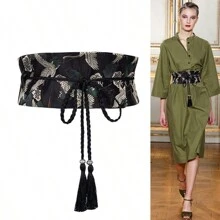 1條女士刺繡腰帶復古百搭裝飾繫帶,附流蘇,適用於裙子/毛衣 - 紅色 - 查看 2