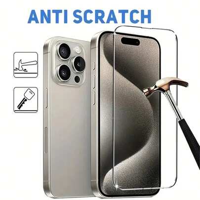 1片钢化玻璃屏幕保护膜，兼容 17/16e/15/14/13/12/11 Pro Max/14/15/16 Plus