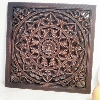 1個復古風格的30cm方形幾何圖案裝飾掛件,家居牆面裝飾創意掛飾