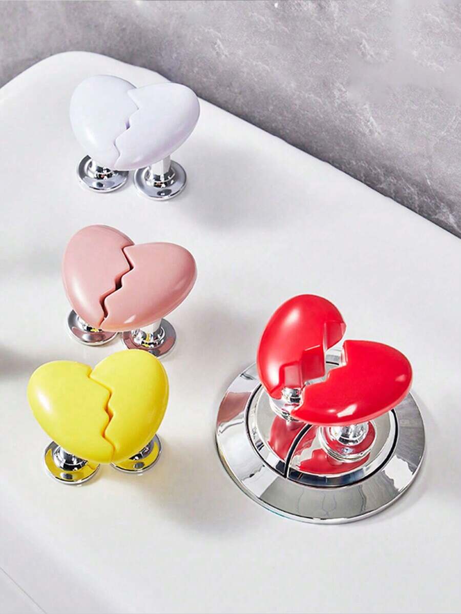 1pc Creative Broken Heart Toilet Flush Push Button, Water Tank Button Auxiliary Device, Compact And Portable - Yellow - View 1