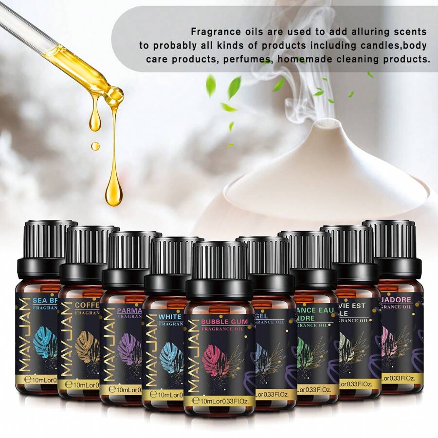 PHATOIL 1入組10ML/0.33Fl.Oz香水精油滾珠香水，香茅、輕熟女、白色麝香、椰子與香草、好女孩、烏木、香草麝香、天使之吻、野性之心、閃亮水晶、炸彈殼、琥珀之戀、絕麗、草莓、櫻桃、清新亞麻、泡泡糖、海風 - scent - 查看 1