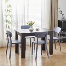 Dining Room Set, Dining Table With Chairs, 110x70 Cm Table And Chairs For Living Room Home Kitchen - Black - View 11