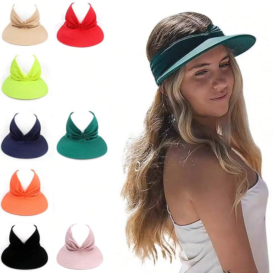 1pc Women's Solid Color Outdoor Sports Anti-Uv Sun Hat, Spring, Summer, Autumn, Cute Sunscreen Cap