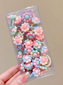 30pcs/Pack Random Color Angel Princess Flower Hair Scrunchies Set