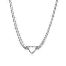 1pc Minimalist Waterproof 14K Gold Plated Stainless Steel Snake Chain Necklace Hollow Heart Design Mother's Day Gift Necklaces Women Party Chunky Jewelry Valentines,Mom,Mother,Mother's Day,Gift