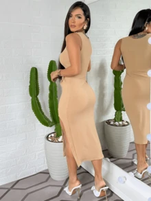Women Dresses - 米色 - 查看 2