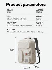 18 Inch Travel Backpack Multifunctional Large Capacity Waterproof Carry On Luggage Bag Laptop Backpack Fit 15.6 Inch Laptop With Multi Pockets For Women And Men Moonlight White - Light Grey - View 3