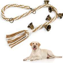 Bell Hanging Rope Cat Toys, Outdoor Alarm Bell For Dog Training, Pet Doorbell Handmade Braided Wood Bead Woven Hanging Rope - White - View 8