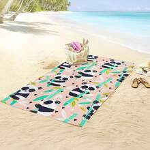 1pc Panda Pattern Beach Towel, Microfiber Beach Towel, Sports Towel, Suitable For Summer, Beach, Swimming Pool - Multicolor - View 2