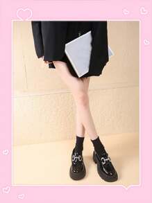 2024年夏季系列女款黑色瑪莉珍鞋，多功能校園風厚底鞋 - 黑色 - 查看 5