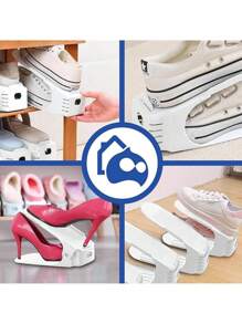 Bluelander Zapatera de Plástico, Ahorrador de Espacio para Zapatos con 4 Niveles de Inclinación - Blanco - Ver 7