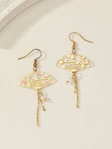 1雙歐美風格極簡風扇形流蘇耳環 - 彩色 - 查看 2