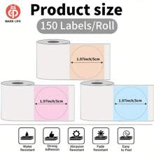 White Marklife P50/P80/D100/D200 Circular Thermal Paper Label, Transparent White Colored Cake Sealing Sticker, Gift Label, Christmas Label, New Year Label, Waterproof, Oil Resistant, Tear Resistant
