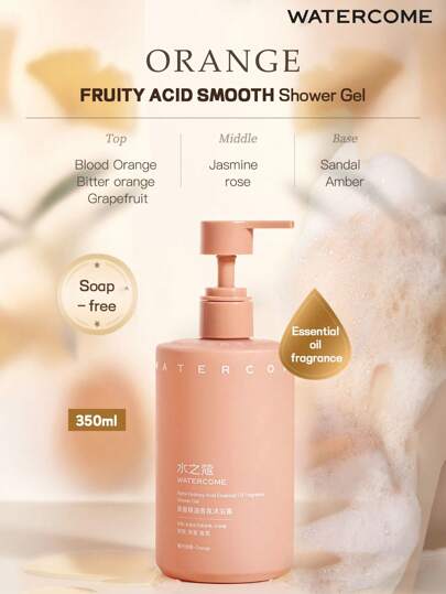 WATERCOME 350ml Aroma Body Wash, Shower Gel With Essential Oil, Soap-Free, For Dull/Rough/Dull Skin, Brighten/ Tender/Moisturize Skin, Hypoallergenic, Non-Comedogenic
