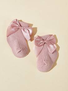 4 Stücke Baby Mädchen Bogen Dekor 3d Design Bis Zur Mitte Der Wade Socken, Alle Saisons