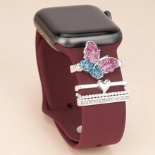 4 件套金属创意幻彩蝴蝶表带饰物装饰环兼容 表带配件兼容 Galaxy Watch 系列表带饰物礼物送给朋友 - 彩色 - 查看 3