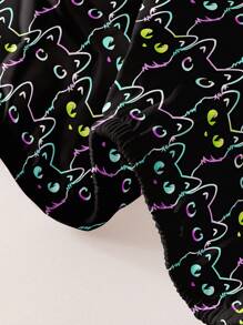 1 Peça Lençol Flanelado Com Estampa De Gatos, Roupa De Cama Para Quarto