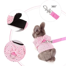 Arnés De Conejo Con Correa, Lindo Chaleco Transpirable Y Ajustable Con Hebilla Para Gatos Y Perros Pequeños, Arnés Innovador Para Conejo Y Arnés De Pecho Para Hámster. Combinado Con Ropa De Conejo De Moda Para Proteger La Seguridad De Tus Mascotas Durante Los Paseos