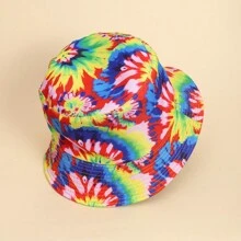 Boho 1入組塗鴉火烈鳥印花時尚可反轉漁夫帽，適合日常穿著（隨機圖案） - 彩色 - 查看 2