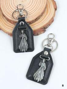1 Peça Pingente De Carro Com Cruz De Nossa Senhora De Metal Vintage Personalizado & Pu Material Com Anel De Gancho Para Chaves