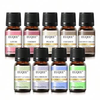 PHATOIL 1入組10ML/0.33Fl.Oz香料香水香氛，水果香型精油，椰子和香草泡泡糖海風帕爾馬紫羅蘭橙花小雛菊煙火蘋果芒果草莓櫻桃椰子荔枝桃子鳳梨