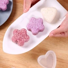 1pc/5pcs Rice Ball Mold - Featuring Triangle, Flower, Cartoon Bear, Heart Shape, Etc. - Diy Sushi Cake Pastry Mold - Single/Set - Clear - View 7