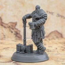 Human Berserker Barbarian Miniature, Male Miniature, Highly Detailed 3d Printed Miniature - Dark Grey - View 5